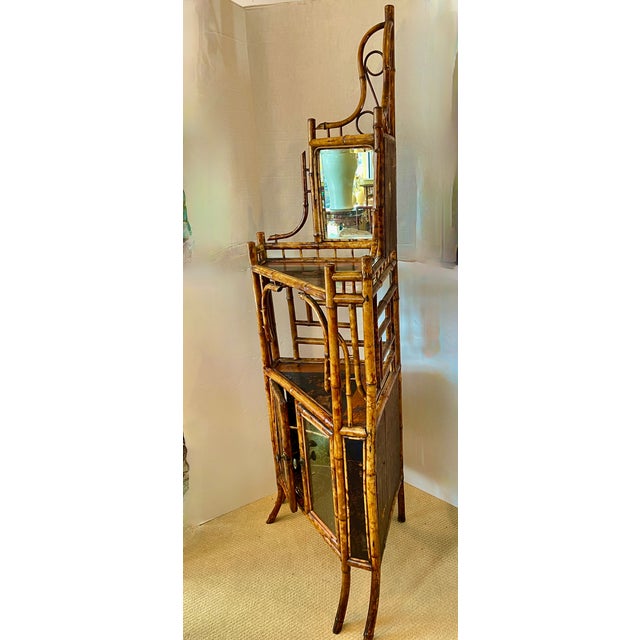 French Antique French Bamboo & Lacquer Corner Cabinet, c.1870 For Sale - Image 3 of 17