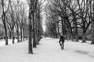 "Paris Rond Point 2012" Contemporary Black and White Street Photograph by David Rubin 16"x24"