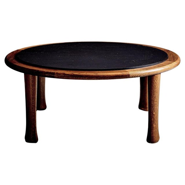 Oak Table with Slate Top and Tapered Legs, France, 1970s For Sale - Image 11 of 11