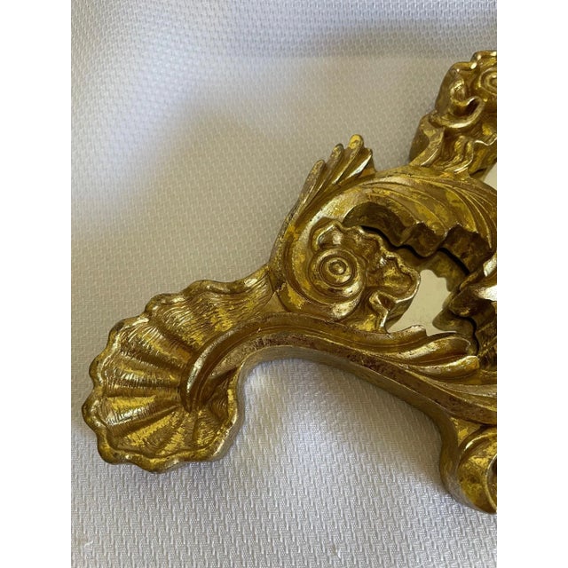 Wood Vintage Gilded Decorative Scroll Mirror Wall Swags - a Pair For Sale - Image 7 of 12