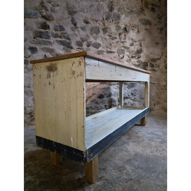 Rustic Vintage French Fabric Shop Table, 1930s For Sale - Image 3 of 18