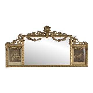Exceptional Antique Louis XV Style Three Panel Mirror Flanked by Images of Napoleon For Sale
