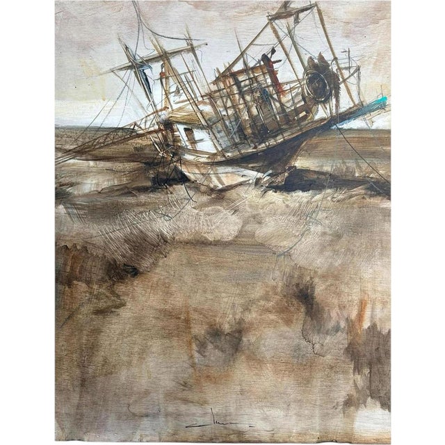 Abraham Pinto, Low Tide, Oil on Panel For Sale - Image 6 of 6