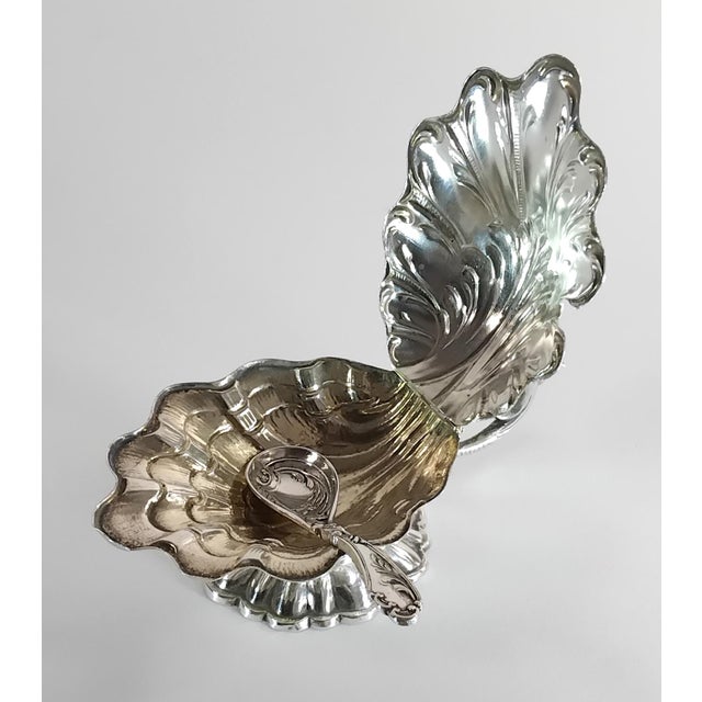Mid-Century Modern 1950s Spanish Sterling Silver Pinch Salt Cellar With Spoon For Sale - Image 3 of 6