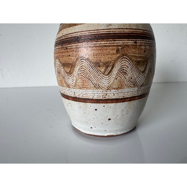 Vintage Organic Studio Art Pottery Vase, Signed For Sale - Image 11 of 11