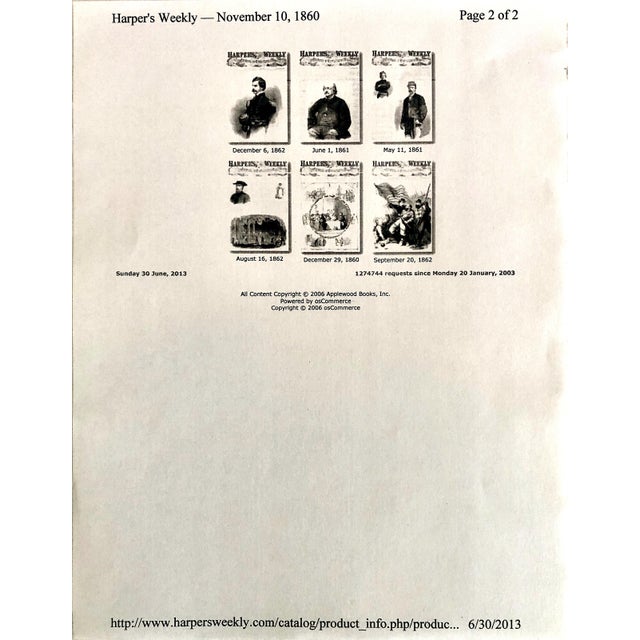 Printmaking Materials 1860 “Abraham Lincoln Elected!” Cover of Harper’s Weekly, Created by Matthew Brady and Winslow Homer For Sale - Image 7 of 7
