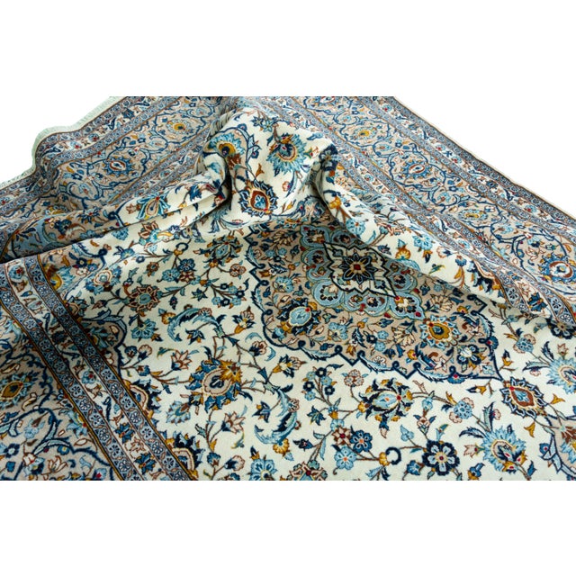 Textile Kashan Hand-Knotted Oriental Rug For Sale - Image 7 of 9