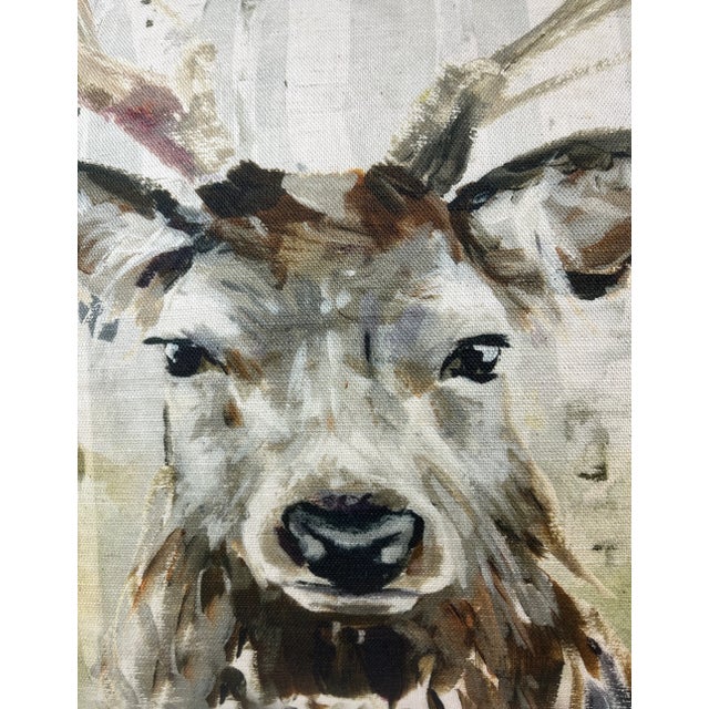 16” Square Decorative Throw Pillow Adorned With the Portrait of a Majestic Stag / Deer in a Water Color Look Finish - Made in the U K For Sale In Dallas - Image 6 of 10