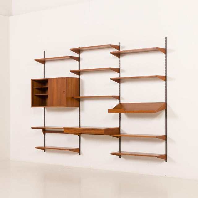 3-Bay Wall Unit with Desk by Kai Kristiansen for FM Mobler, Denmark, 1960s For Sale - Image 4 of 18