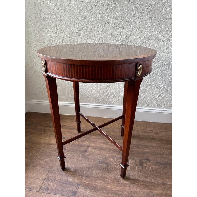 1980s Baker Furniture Neoclassical Mahogany Side Table For Sale In Miami - Image 6 of 10