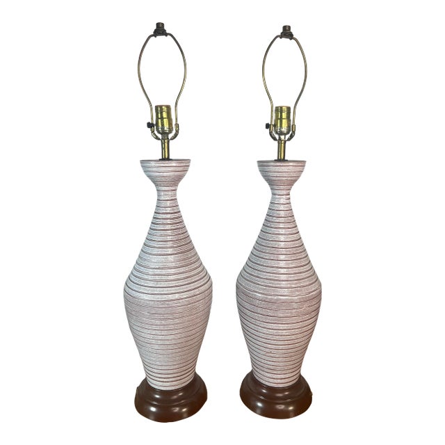 Mid-Century Modern Glazed Ceramic Table Lamps - a Pair For Sale