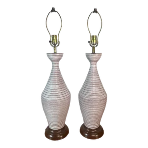 Mid-Century Modern Glazed Ceramic Table Lamps - a Pair