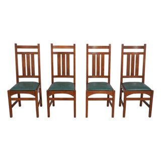 Set of 4 Stickley Mission Oak Dining Room Chairs For Sale