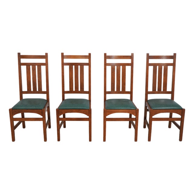 Set of 4 Stickley Mission Oak Dining Room Chairs For Sale