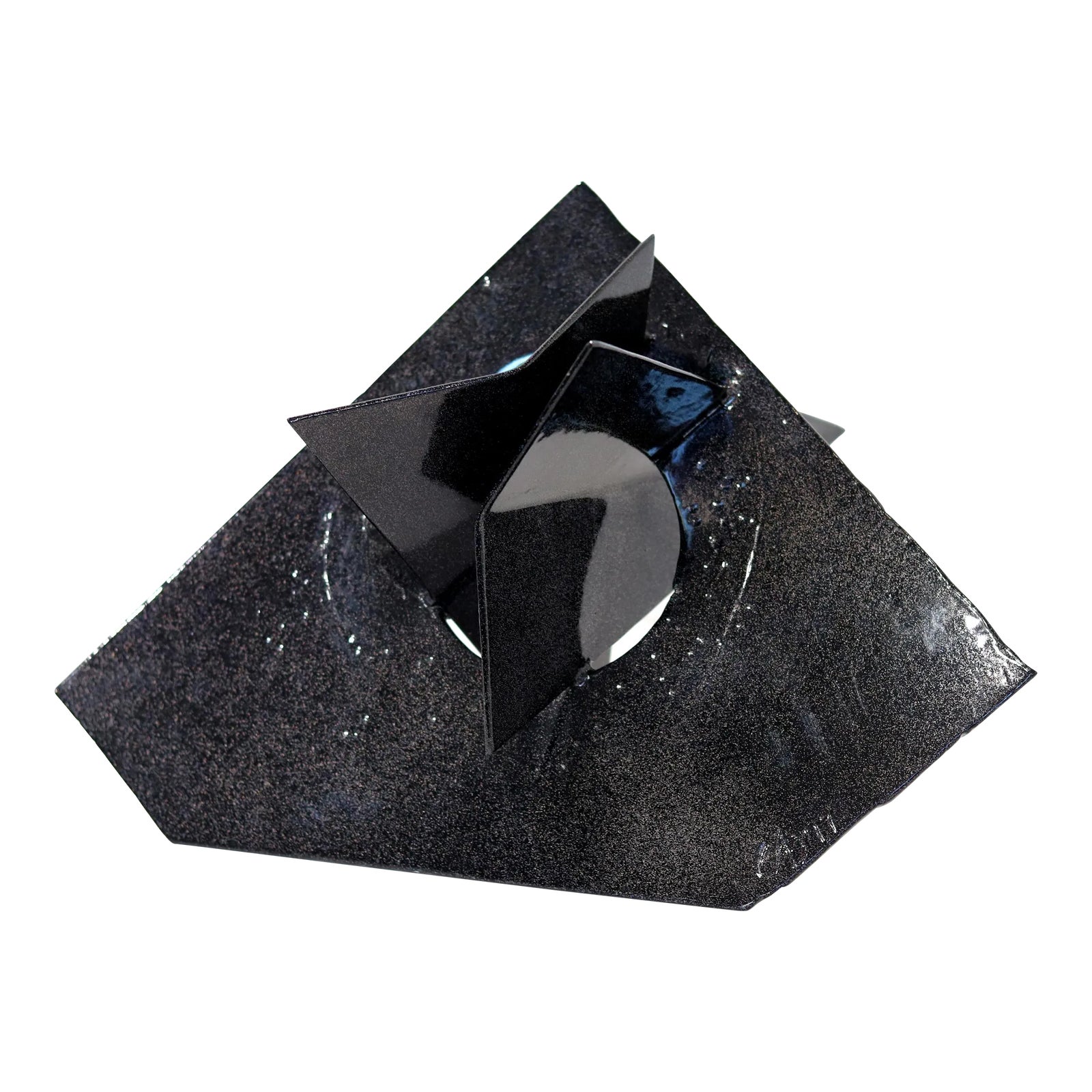 Contemporary Black Metal Sculpture "Event Horizon" Original Industrial