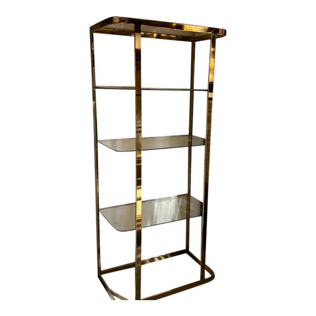 Vintage Art Deco Gold and Glass Bookcase For Sale