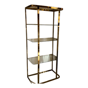 Vintage Art Deco Gold and Glass Bookcase