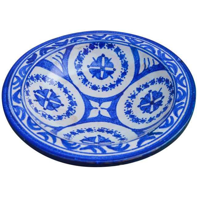 Blue Moorish Ceramic Plate W/ Motif For Sale - Image 8 of 10