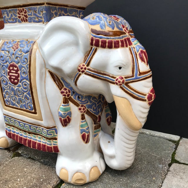 Vintage Ceramic Elephant Garden Stool Plant Stand | Chairish