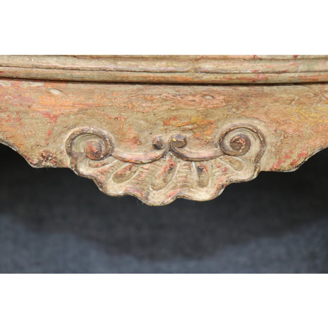 1950's Italian-Made Tasseled French Louis XV Style Distressed Painted Commode For Sale - Image 13 of 14