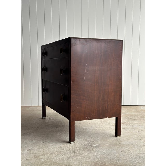 Vintage Norman Bel Geddes for Simmons Steel Chest of Drawers With Brass Pulls, C. 1930s For Sale - Image 14 of 18