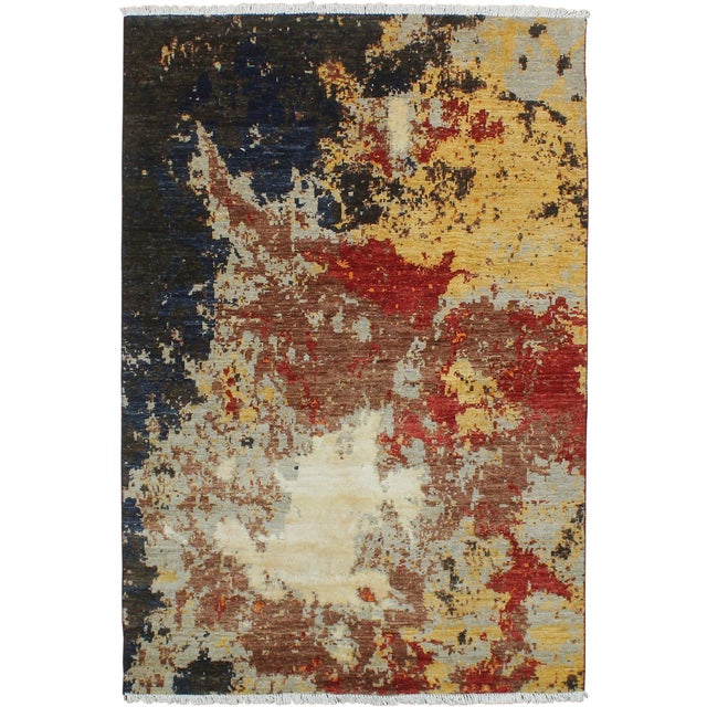 Shabby Chic Ziegler Black/Orange Wool & Silk Rug - 3'11'' X 5'9'' For Sale - Image 10 of 10