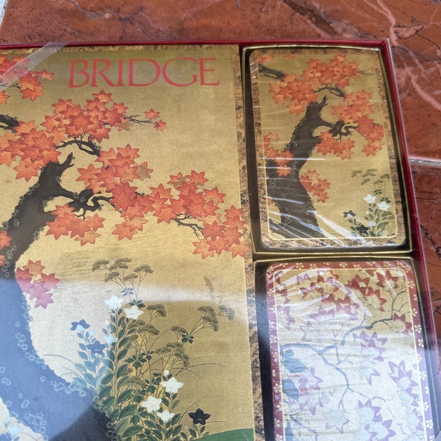 Paper 1970s Collection of Gold Asian Playing Cards and Note Pad For Sale - Image 7 of 8