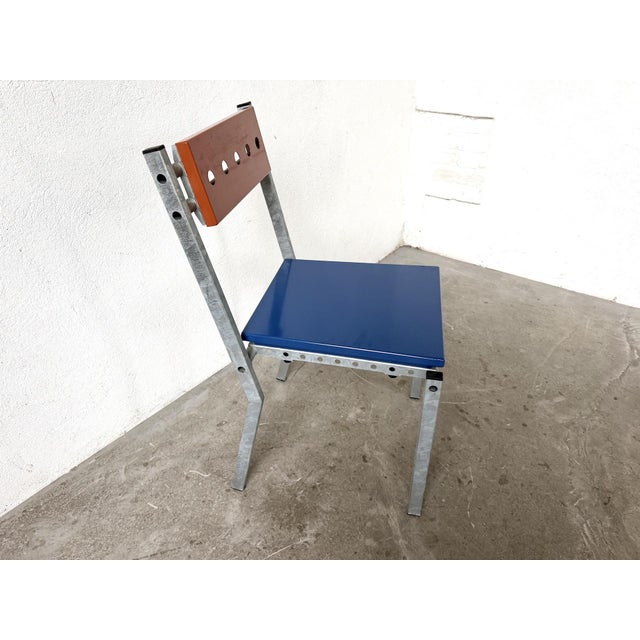 Chair in Galvanized Steel and Lacquered Sheet Metal from Ateliers J&J, 2020 For Sale - Image 6 of 13