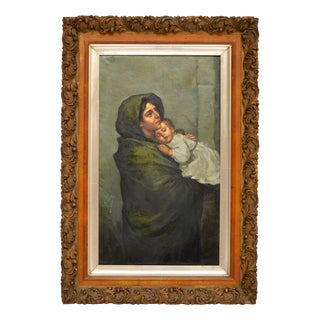 Mother and Baby, 1860, Oil on Canvas, Framed For Sale