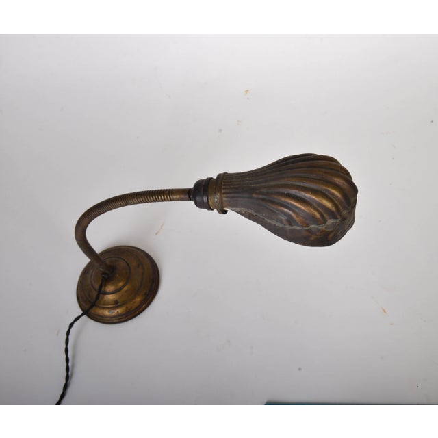 Art Deco Articulated Brass Gooseneck Desk Lamp, 1920s, in Good conditions. Designed 1920 to 1949 European Plug (up to...