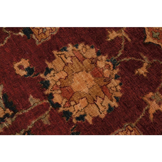 Boho Chic Ziegler Wine Red Green Hand-Knotted Wool Rug - 9'2'' X 11'11'' For Sale - Image 4 of 8