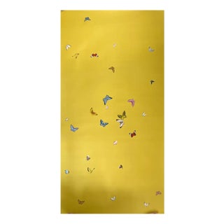 Butterfly Chinoiserie Hand Painted Wallpaper - 1 Panel For Sale