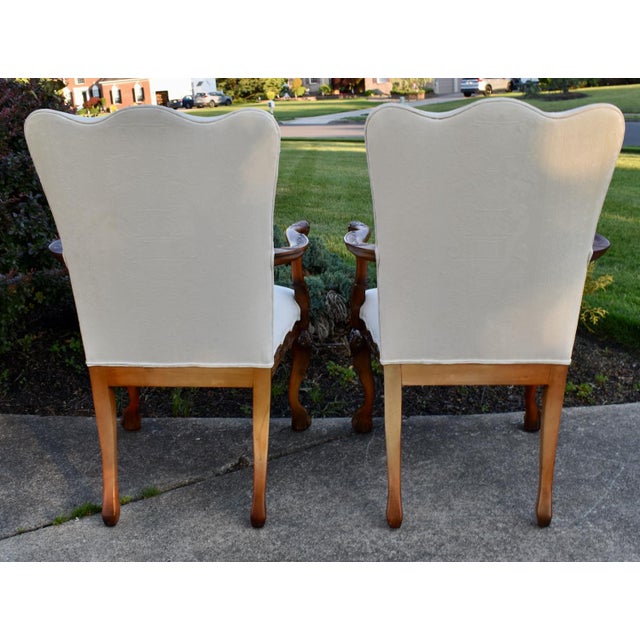 Vtg. Pair of Carved Mahogany Federal Style Arm Chairs With Claw Feet For Sale - Image 15 of 18