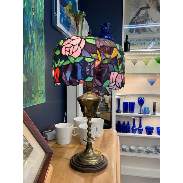 Late 20th Century Tiffany-Style Stained Glass Lamp For Sale - Image 12 of 13