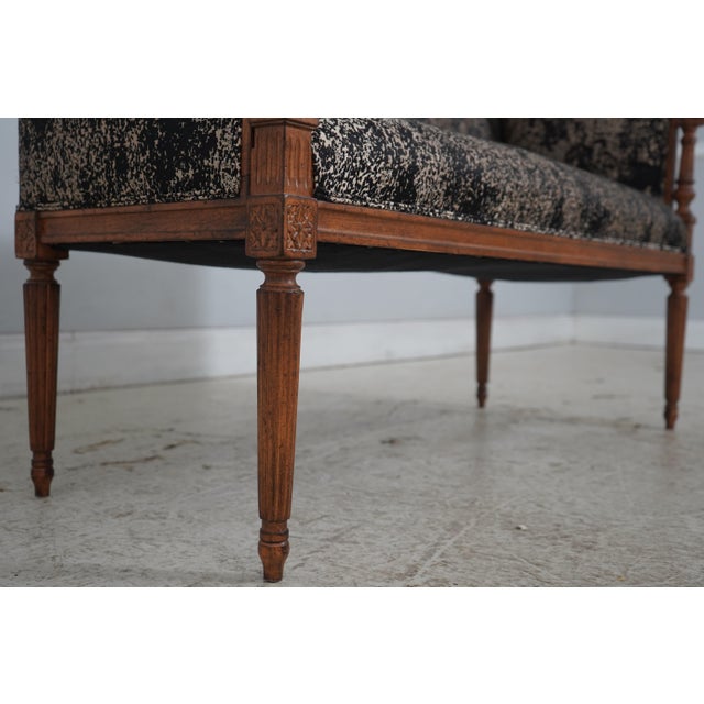 Textile French Louis XV Style Upholstered Bench Settee For Sale - Image 7 of 18