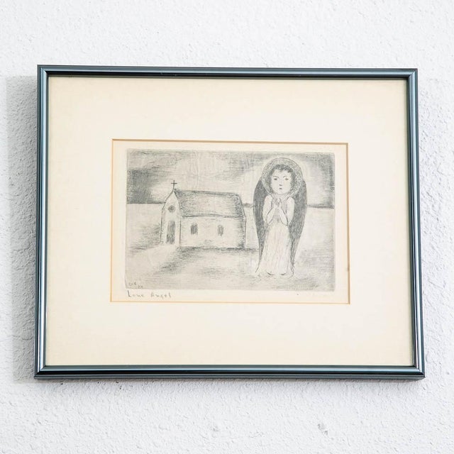 Mid Century Modern Drypoint Etching George Constant Lone Angel Print Signed For Sale In Sacramento - Image 6 of 10