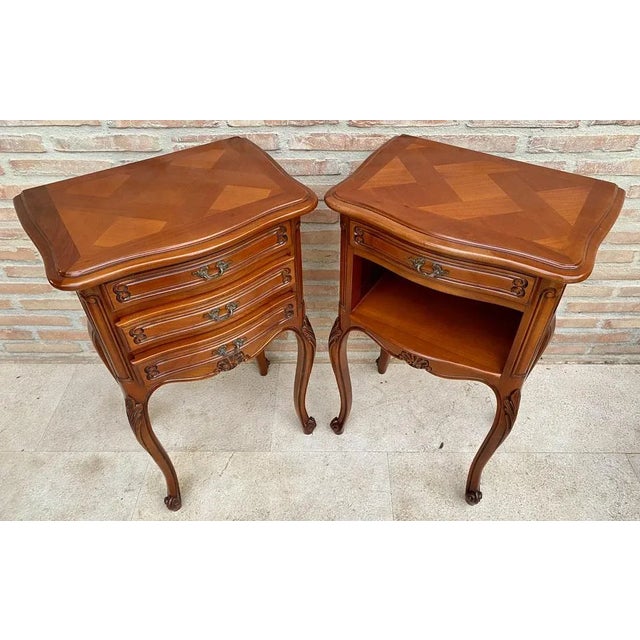 Louis XVI Style Nightstands with Drawers and Cabriole Legs, 1960s, Set of 2 For Sale - Image 4 of 13