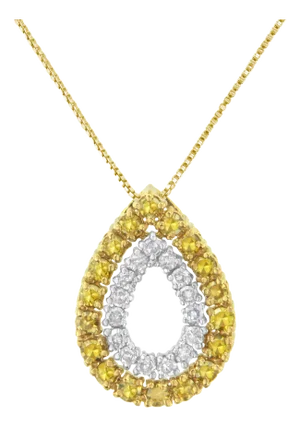 Yellow Gold Plated Sterling Silver Treated Yellow Diamond Pear Shape Pendant Necklace (1/2 cttw, Yel