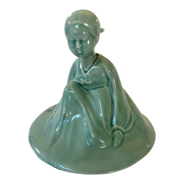 Noble Korean Woman Ceramic Signed Figure For Sale