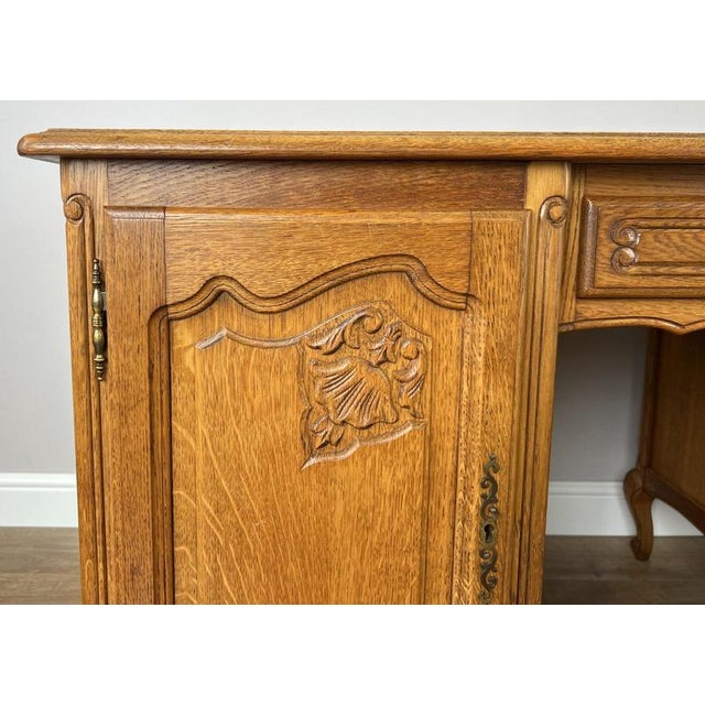 Brown Vintage French Louis XIV Style Carved Oak 8-Drawer Sideboard For Sale - Image 8 of 18