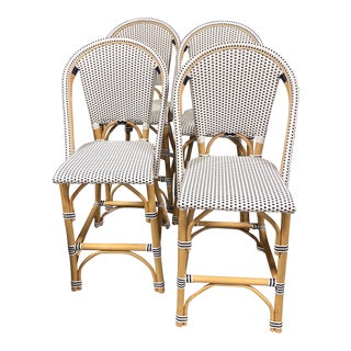 Set of 4 Counter High French Riviera Style Counter Stools For Sale