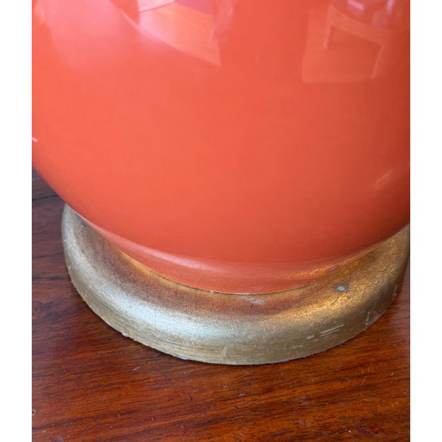 Vintage Festoni Italian-Style Ceramic Gourd Lamps in Paprika Glaze - a Pair For Sale - Image 4 of 5