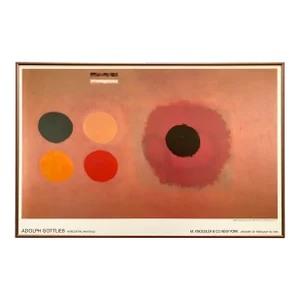 Adolph Gottlieb Vintage 1988 Abstract Expressionist Lithograph Print Framed Exhibition Poster " Two Bars " 1964