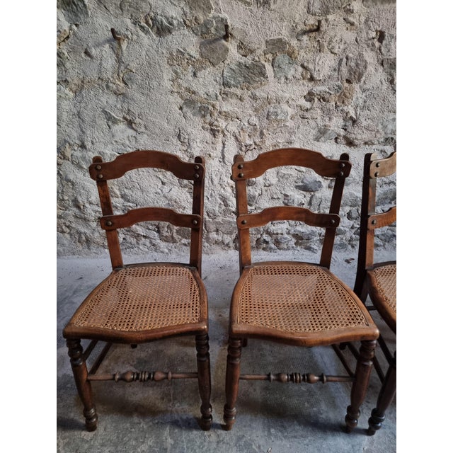 Antique French Dining Chairs with Woven Cane Seats in Beech, 1900, Set of 4 For Sale - Image 18 of 18