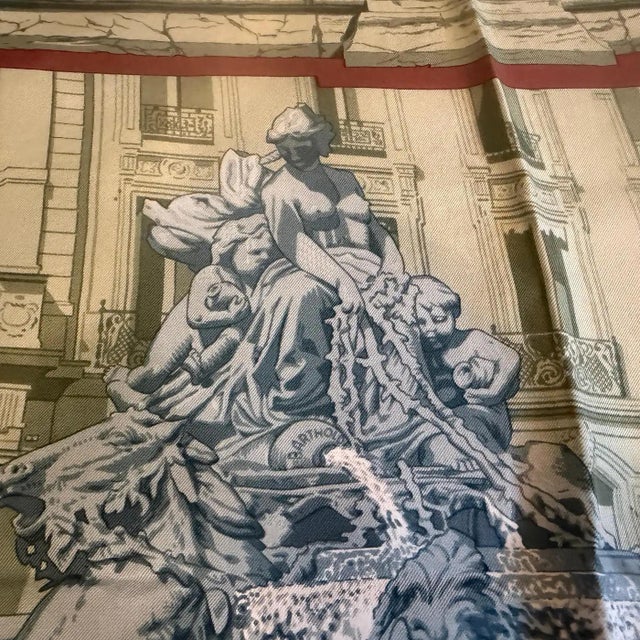 1995 Hermes Silk Carrè Scarf La Fontaine De Bartholdi For Sale - Image 13 of 13