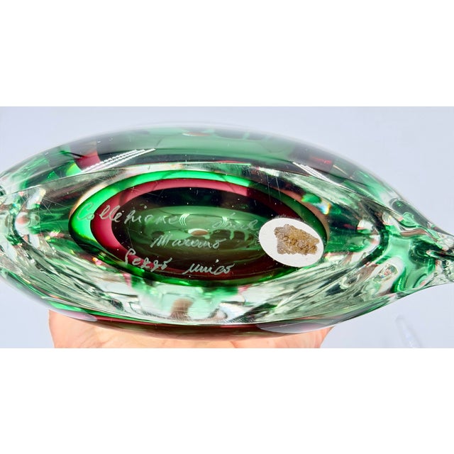 1950s MCM Murano Sommerso Teqnique Art Glass Sculpture Perfume Bottle Signed For Sale - Image 12 of 12