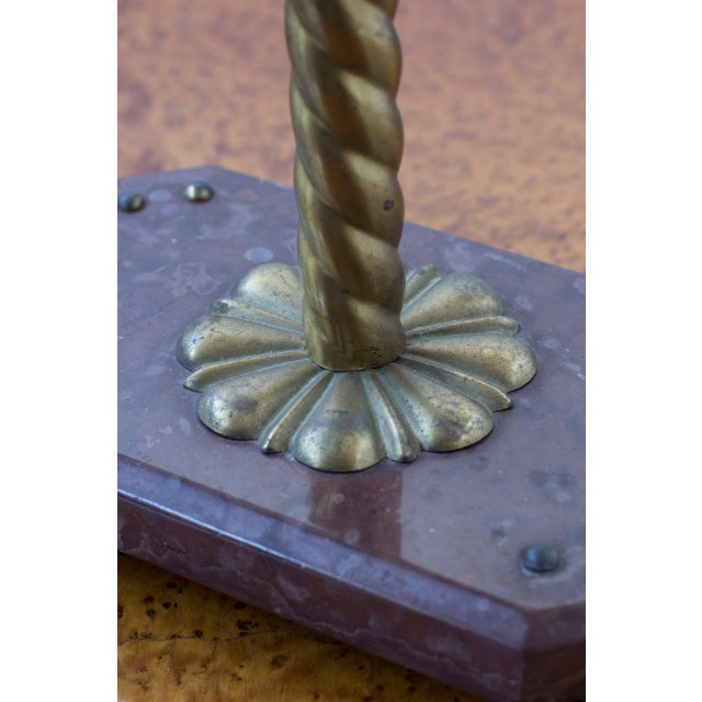 Swedish Marble and Brass Table Lamp, 1940s For Sale - Image 6 of 14