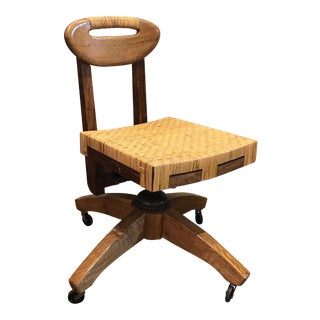 Craftsman Wooden Desk Chair on Casters For Sale