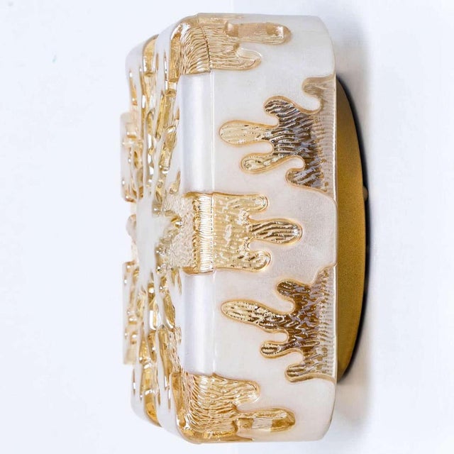 Textured Clear Glass and Pâte De Verre Flush Mount, Germany, 1960s For Sale - Image 9 of 14