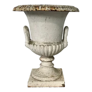 Unusually Large 25" Antique 19th Century New York Cast Iron Campagna Form Garden Urn Circa 1860